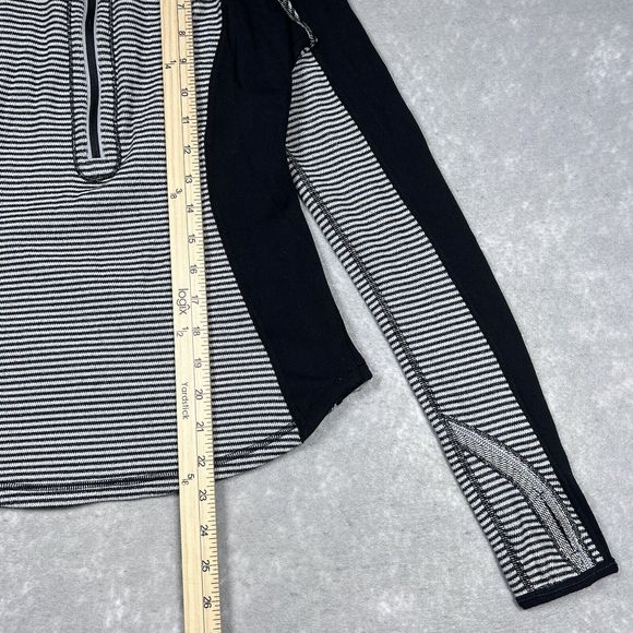 Lululemon Black Run U-Turn 1/4 Zip Pullover Reversible Stripe Women’s Size: 4 - Picture 5 of 11